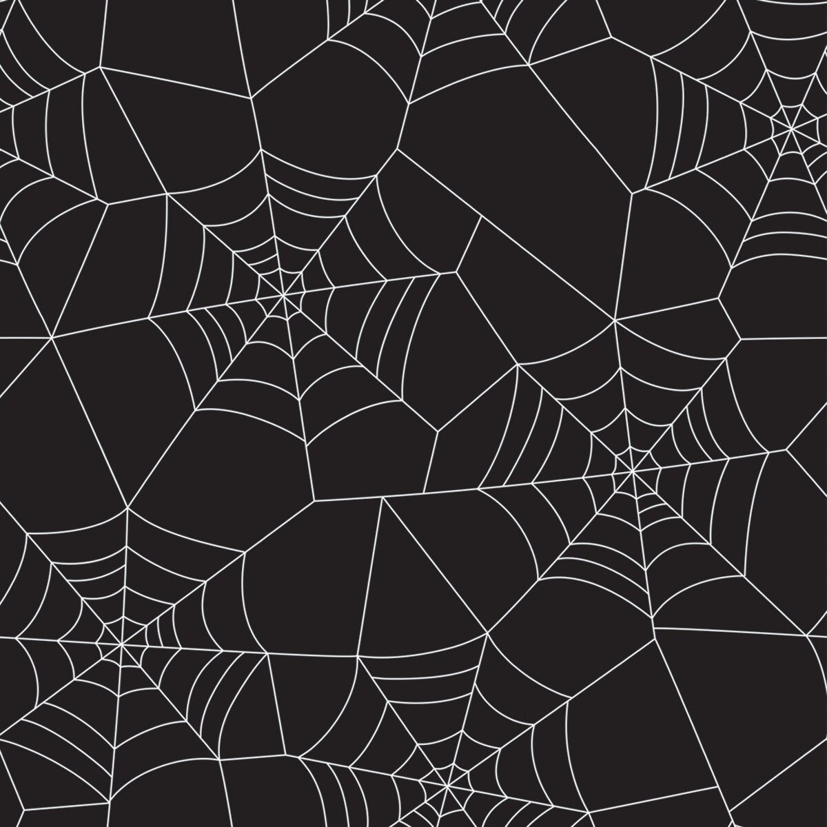 Minimal Halloween Vector Seamless Pattern With White Spider Web on Black Background Wallpaper Dining Room Mural