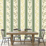 Green and Beige Palling Flex Wallpaper, Paneling Wallpaper Dining Room Mural