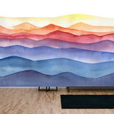 Abstract Watercolor Colorful Illustration of Mountain Hills on White Background Wallpaper Living Room Mural