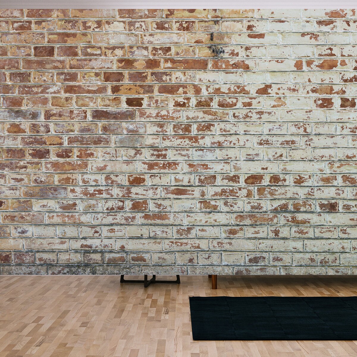 Background of Old Vintage Dirty Brick Wall with Peeling Plaster Wallpaper Living Room Mural