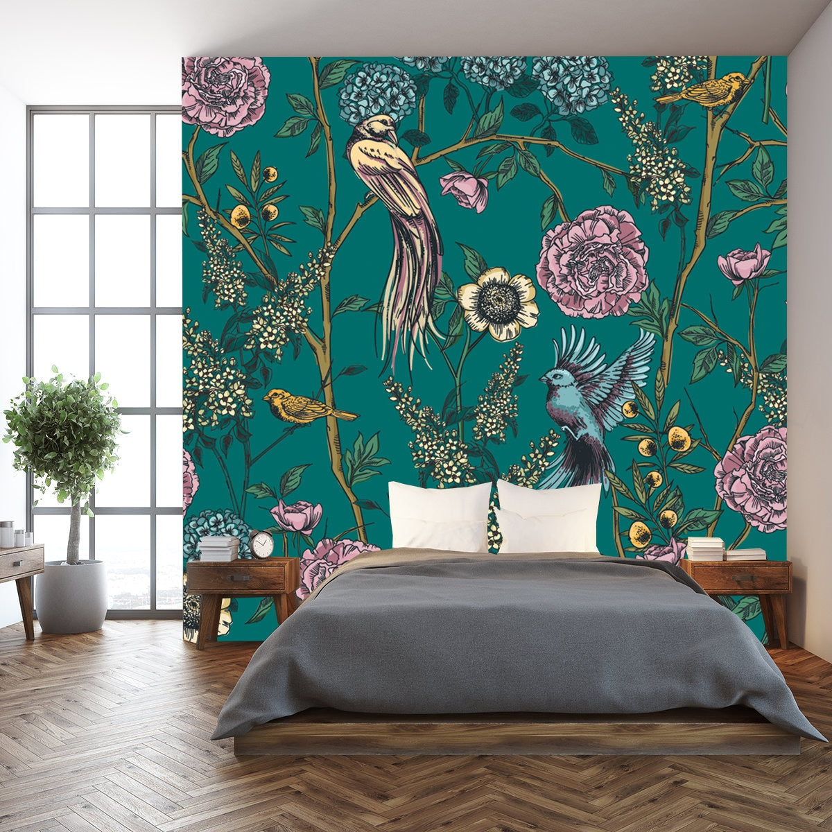 Victorian Garden. Floral Seamless Pattern Wallpaper Bedroom Mural