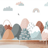 Seamless Pattern with Doodle Mountains in Scandinavian Style Wallpaper Nursery Mural