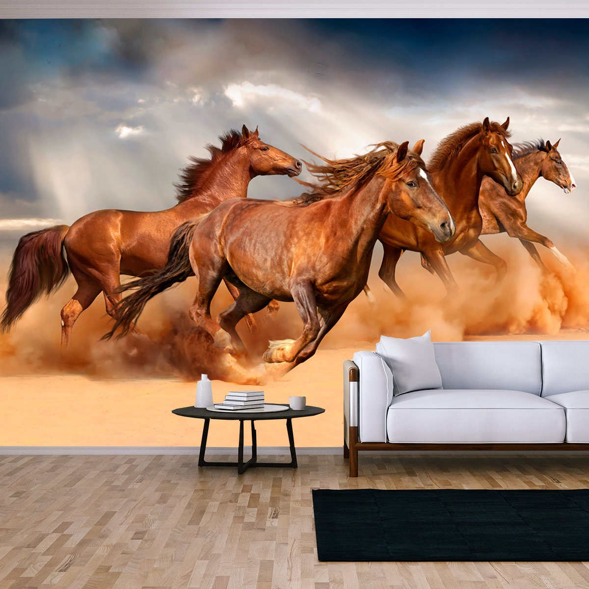 Beautiful Running Horses Wallpaper Living Room Mural