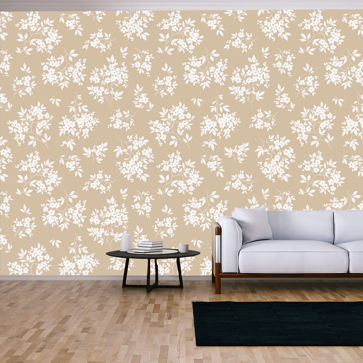 Vintage Seamless Floral Pattern. Liberty Style Background of Small White Flowers Wallpaper Living Room Mural