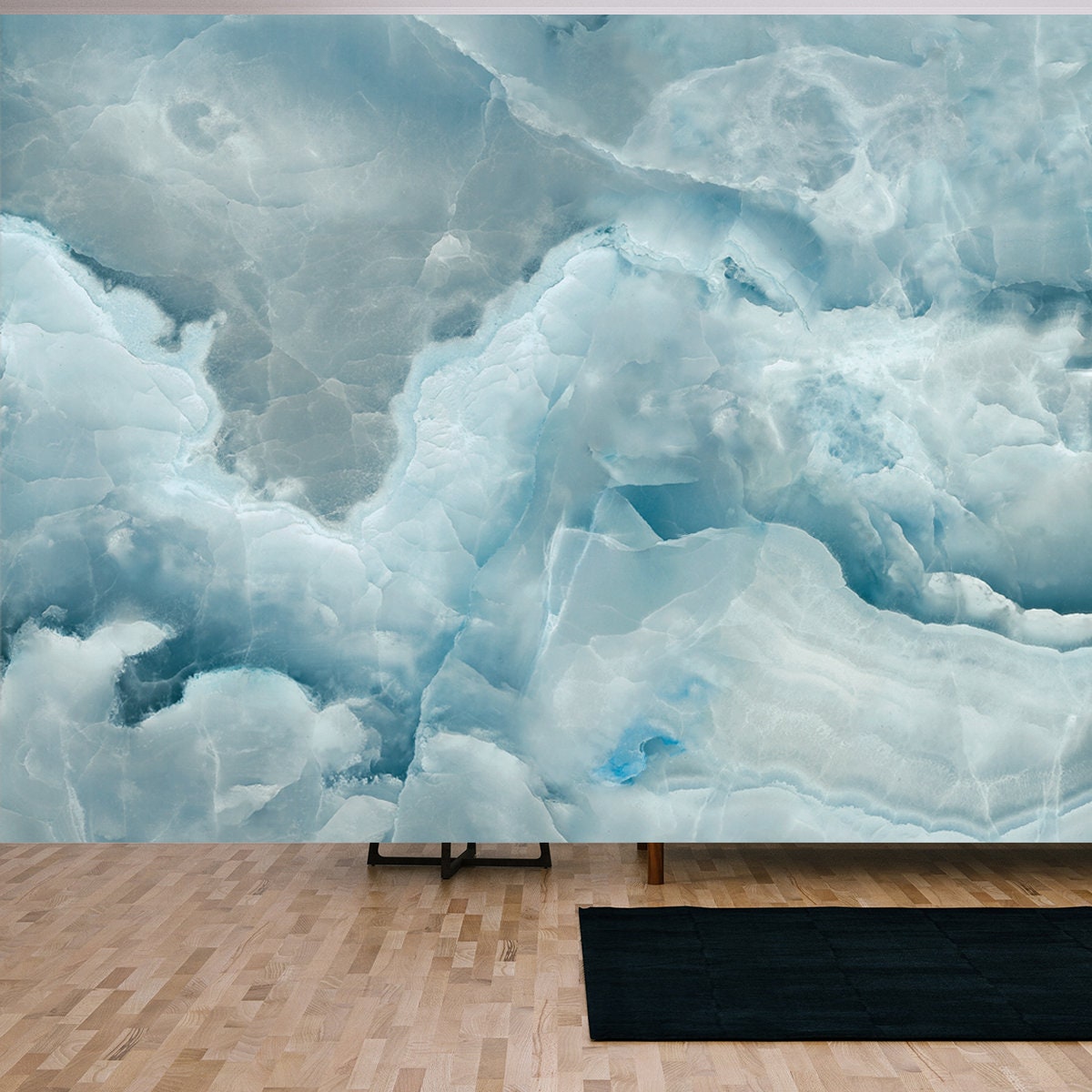 Blue Onyx Marble Texture, Abstract Background Wallpaper Living Room Mural