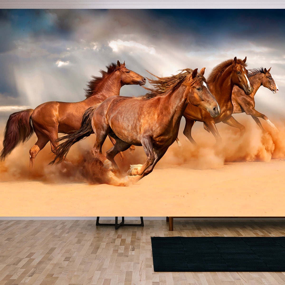 Beautiful Running Horses Wallpaper Living Room Mural