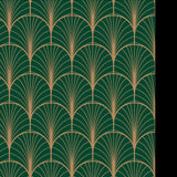 Art Deco Geometric Seamless Vector Pattern. Gold and Green Peacock Abstract Feathers Wallpaper Bathroom Mural