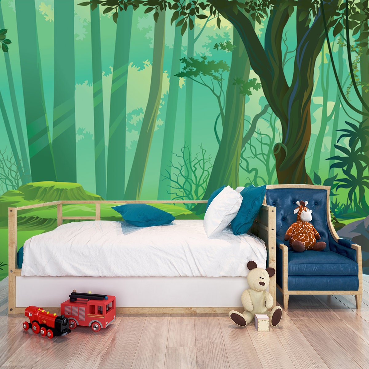 Sun Rays Falling Deep into a Thick Jungle Wallpaper Boy Bedroom Mural