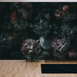 Beautiful Textile Flowers in Darkness Wallpaper Living Room Mural