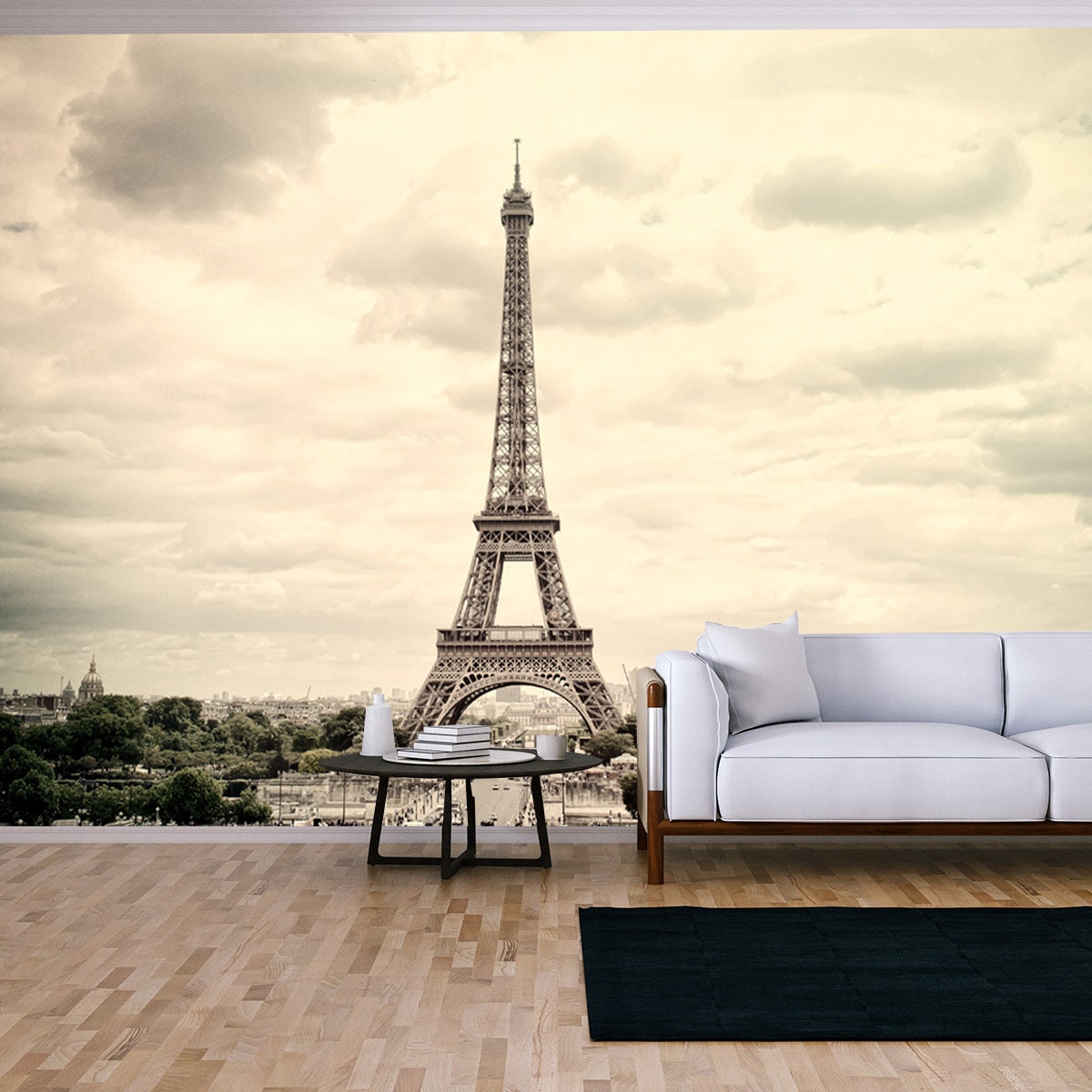 Panorama Eiffel Tower in Paris. France. Vintage View Wallpaper Living Room Mural