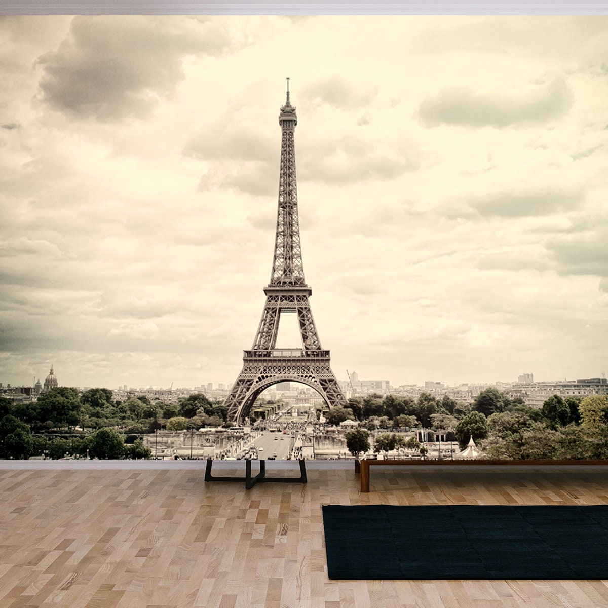 Panorama Eiffel Tower in Paris. France. Vintage View Wallpaper Living Room Mural