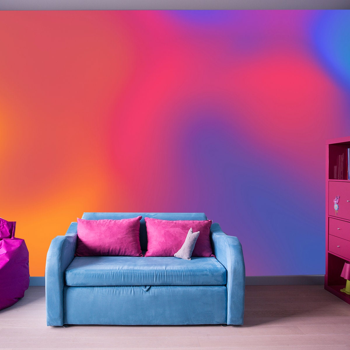 Blurred Colored Abstract Background. Smooth Transitions of Iridescent Colors. Colorful Gradient Wallpaper Girl Bedroom Mural
