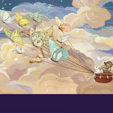 Baby Bright Colorful Background with Bear, Rabbit and Butterflies Wallpaper Nursery Mural