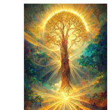Beautiful Illustration of Magic Tree of Life, Sacred Symbol. Personal Individuality, Prosperity and Growth Concept Wallpaper Bedroom Mural