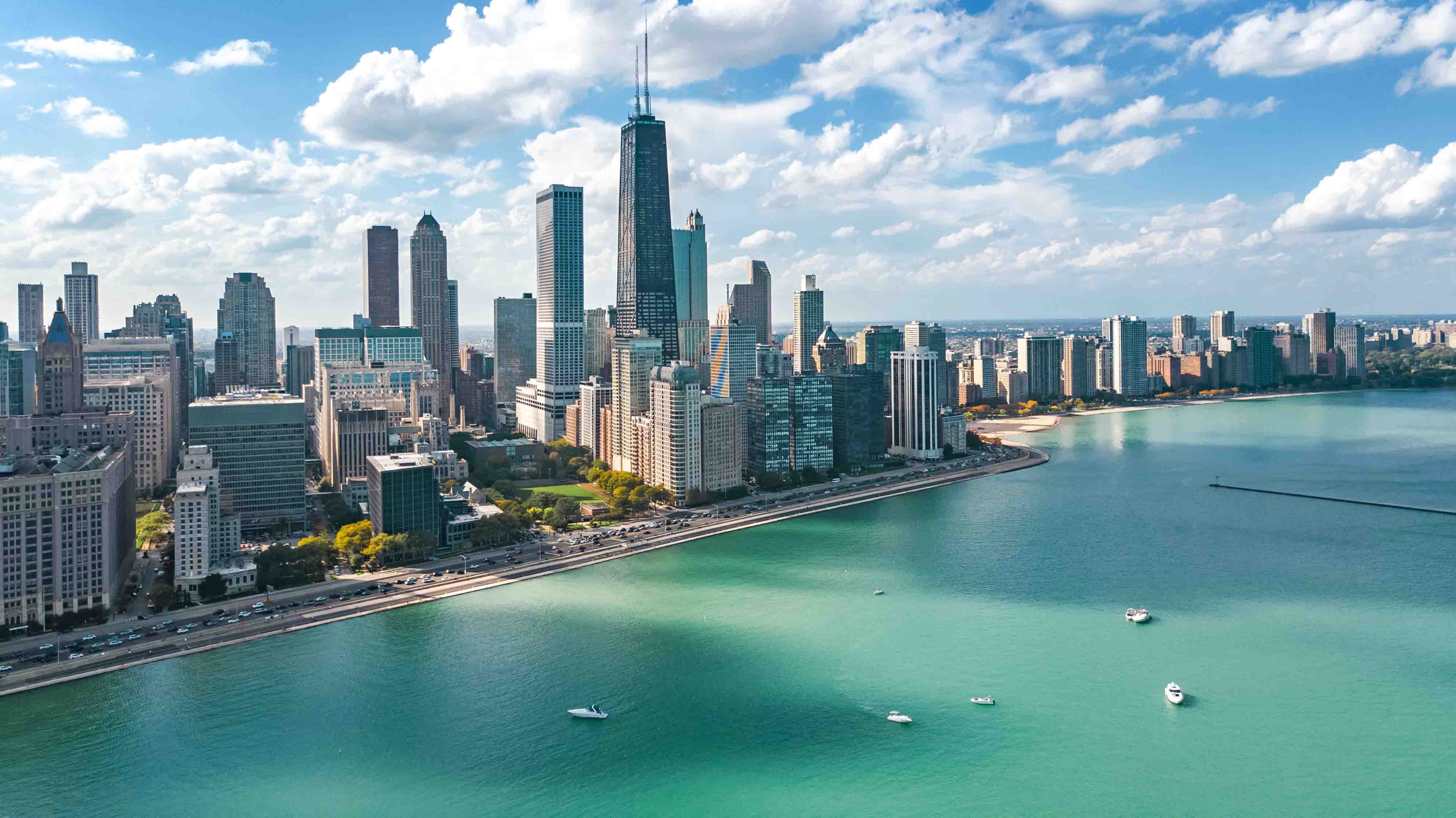 Chicago Skyline Drone View